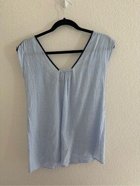 CAbi Light Blue & White Striped V-Neck Tunic Top
